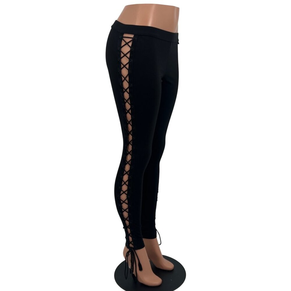 Fenty Puma Rihanna Black Boxing Bomber Lace Up Side Athletic Athleisure Leggings - Picture 7 of 16
